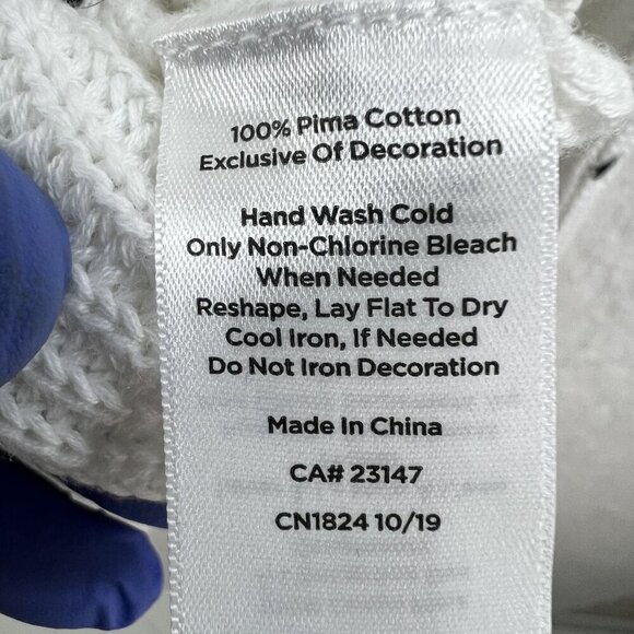 Talbots XL Womens 100% Pima Cotton White Black Polka Dot Ribbed PullOver Sweater - Picture 14 of 15